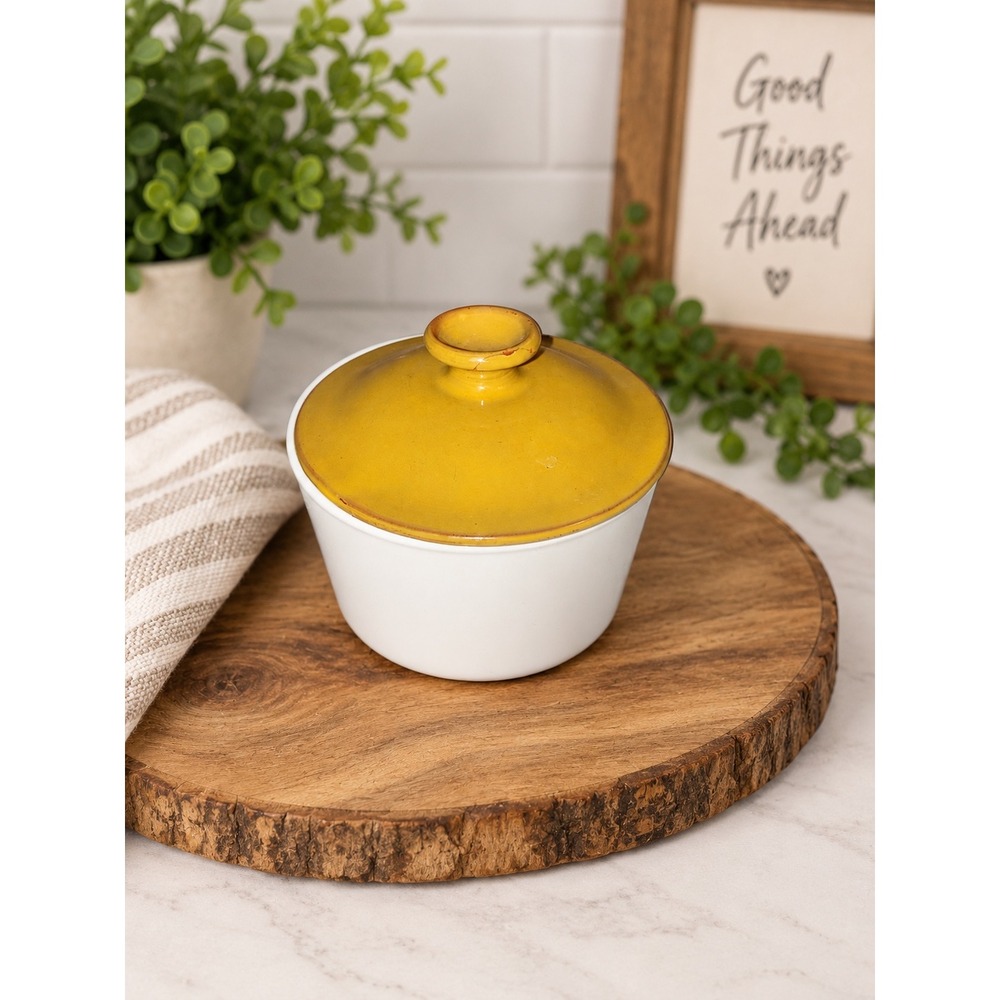 Vintage Centura by Corning Sugar Bowl Mustard Yellow Lid  MCM 1970s SEE PICS
